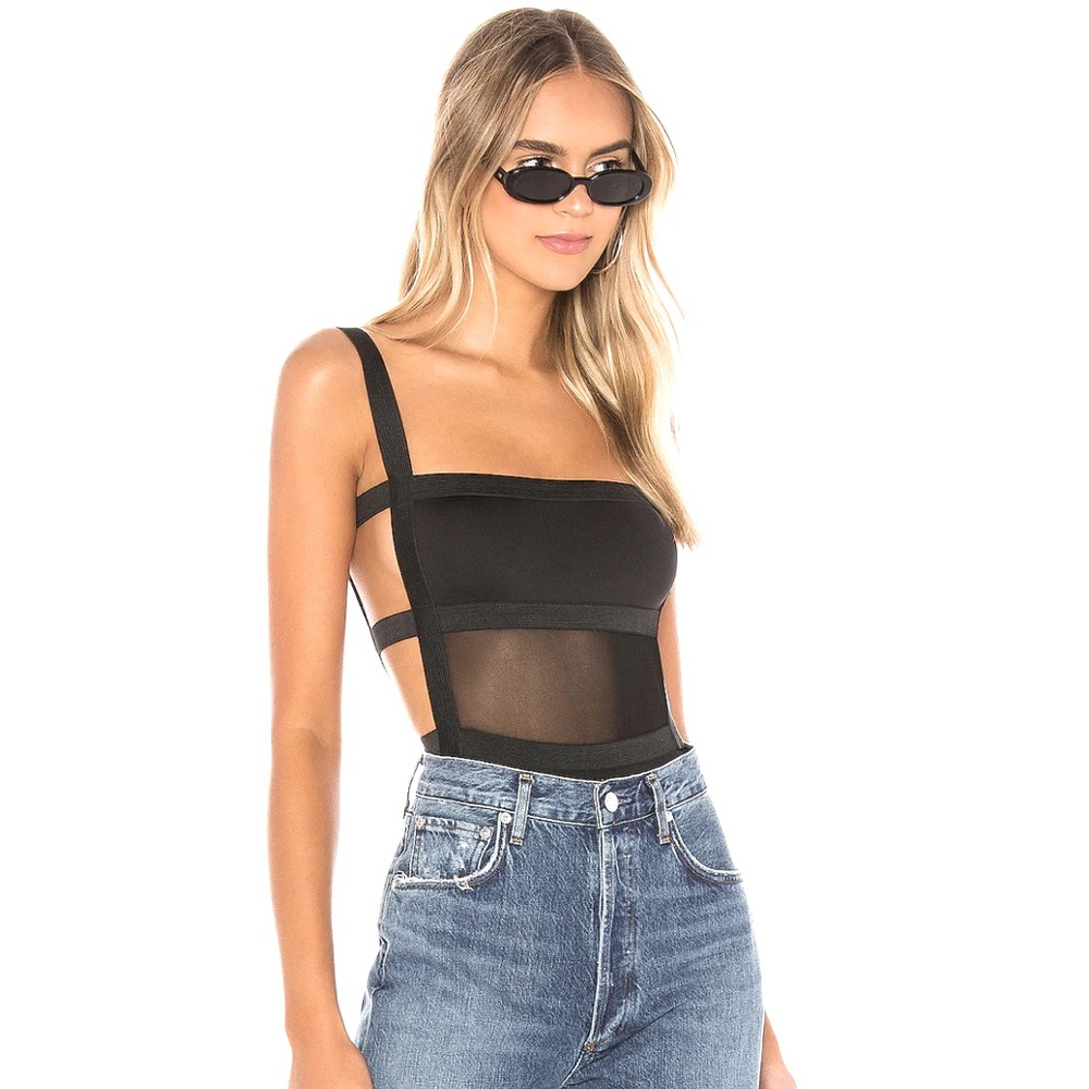 Superdown Camille Strappy Black Bodysuit